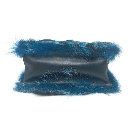 PRADA Shoulder Bag 1BA131 Fur, Leather blue fur Women Used Authentic