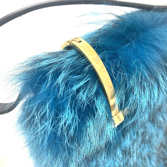 PRADA Shoulder Bag 1BA131 Fur, Leather blue fur Women Used Authentic
