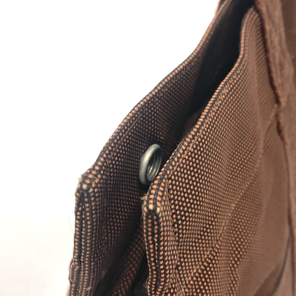 HERMES Tote Bag canvas Brown Her LineTote MM Women Used Authentic