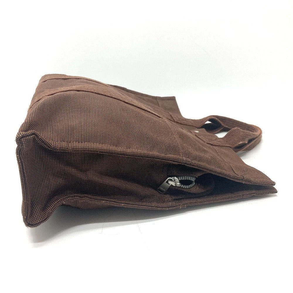 HERMES Tote Bag canvas Brown Her LineTote MM Women Used Authentic