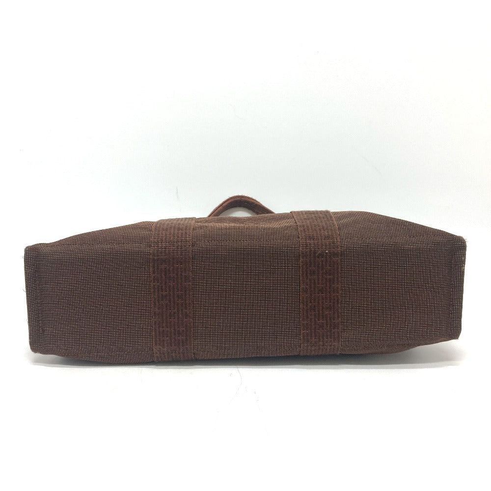 HERMES Tote Bag canvas Brown Her LineTote MM Women Used Authentic