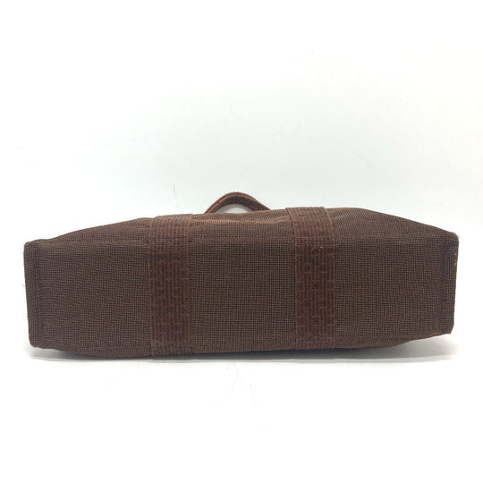 HERMES Tote Bag canvas Brown Her LineTote MM Women Used Authentic