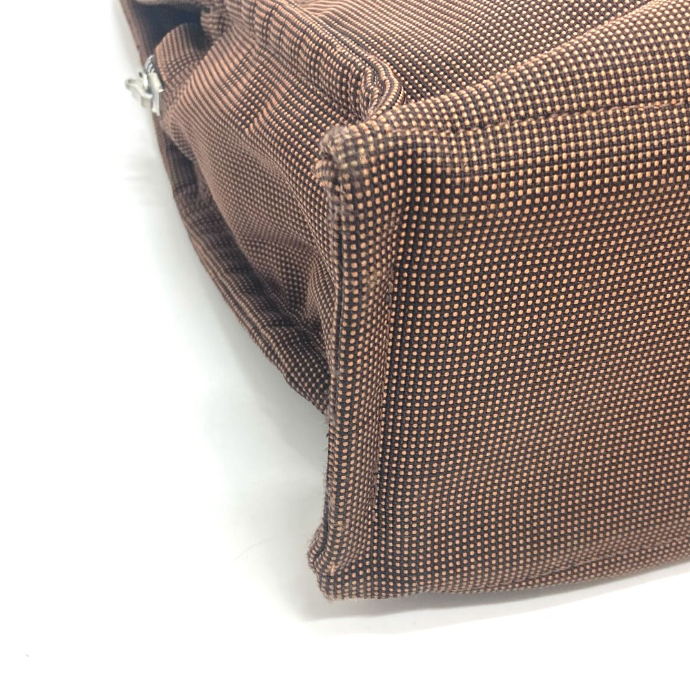 HERMES Tote Bag canvas Brown Her LineTote MM Women Used Authentic