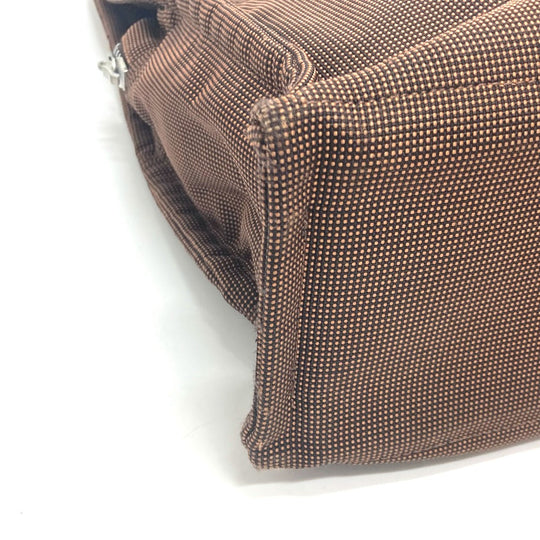 HERMES Tote Bag canvas Brown Her LineTote MM Women Used Authentic