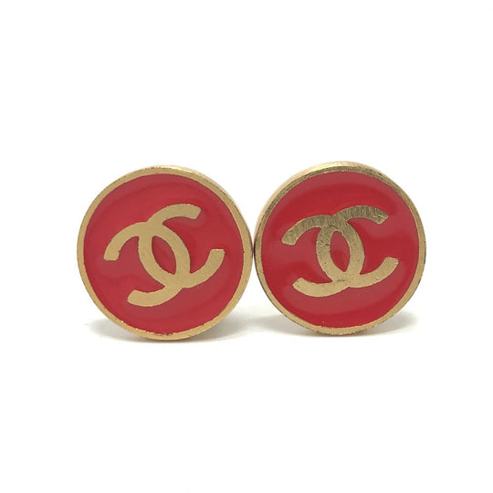 CHANEL Earring metal Red x gold 01P COCO Mark Women Used Authentic