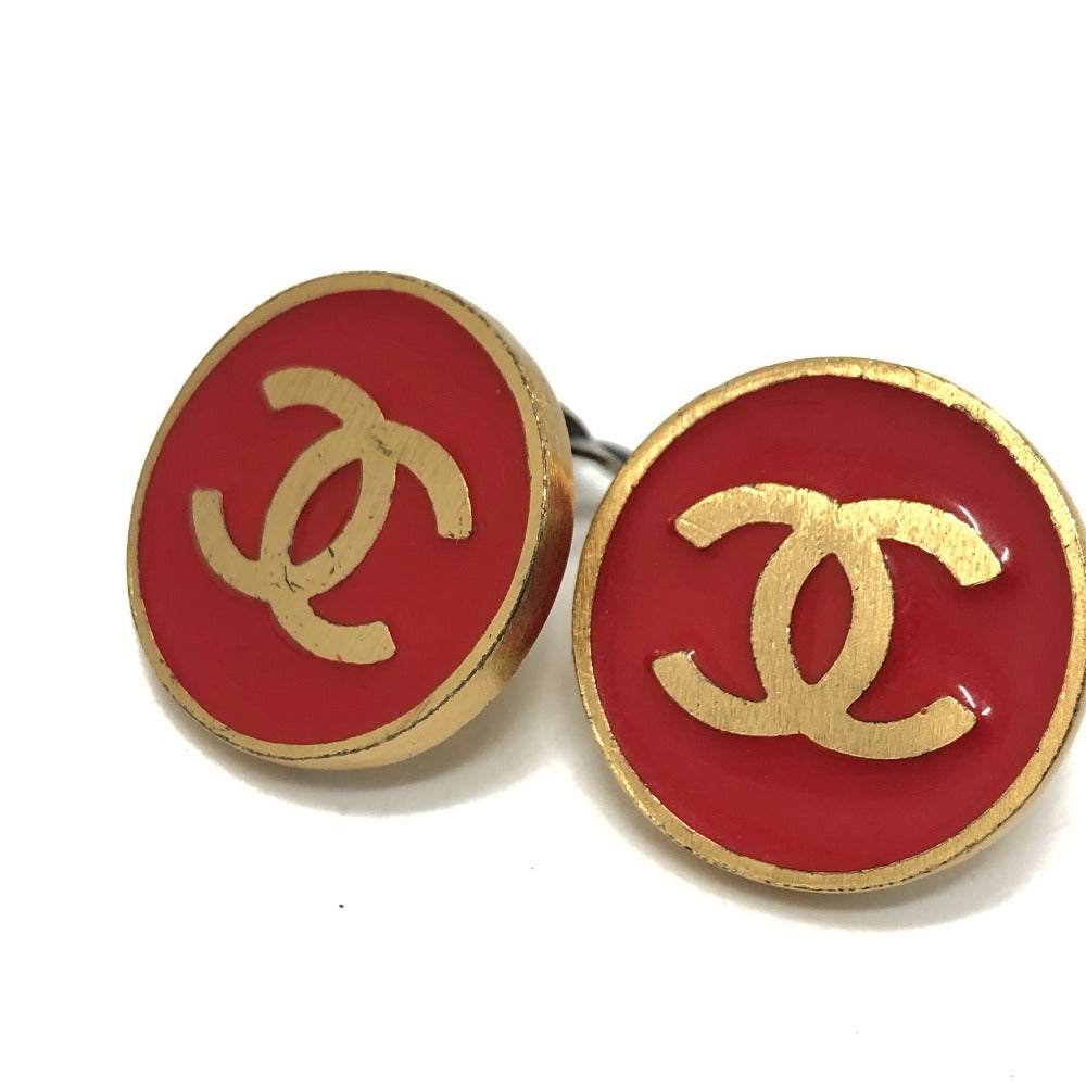 CHANEL Earring metal Red x gold 01P COCO Mark Women Used Authentic