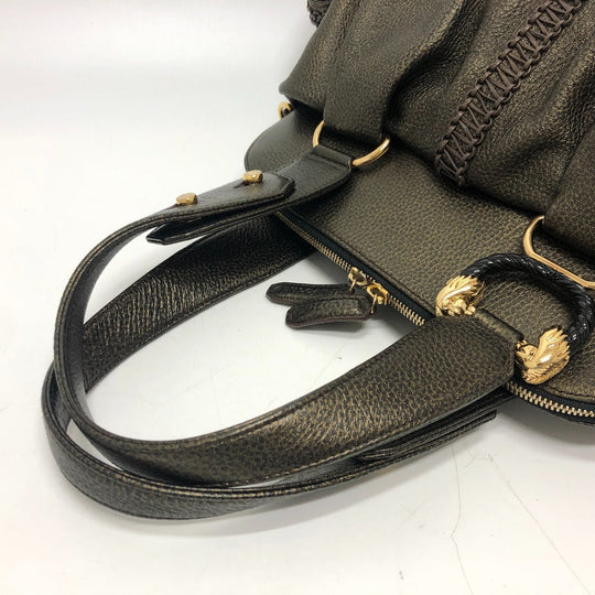 BVLGARI Tote Bag leather bronze Leoni Women Used Authentic