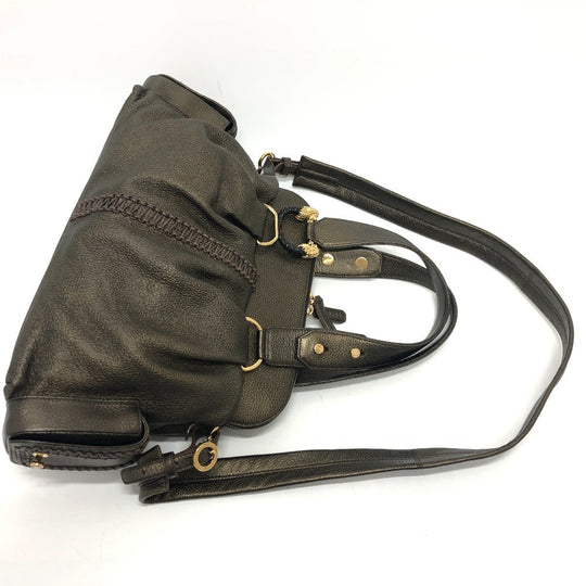 BVLGARI Tote Bag leather bronze Leoni Women Used Authentic
