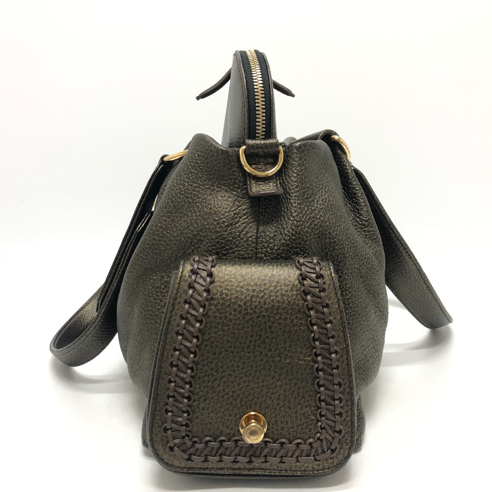 BVLGARI Tote Bag leather bronze Leoni Women Used Authentic