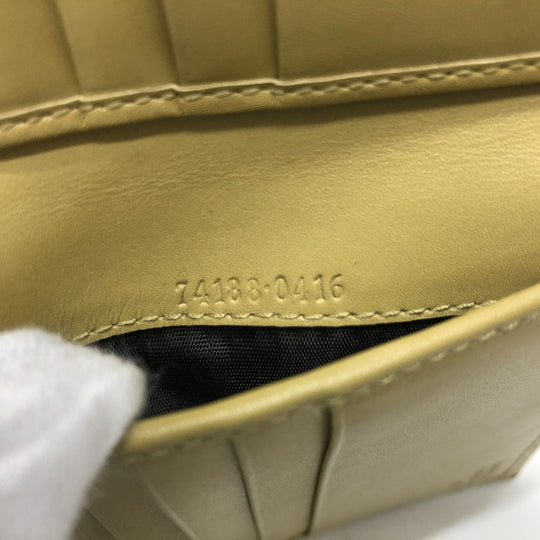 GUCCI Folded wallet leather beige GG Marmont logo Women Used Authentic