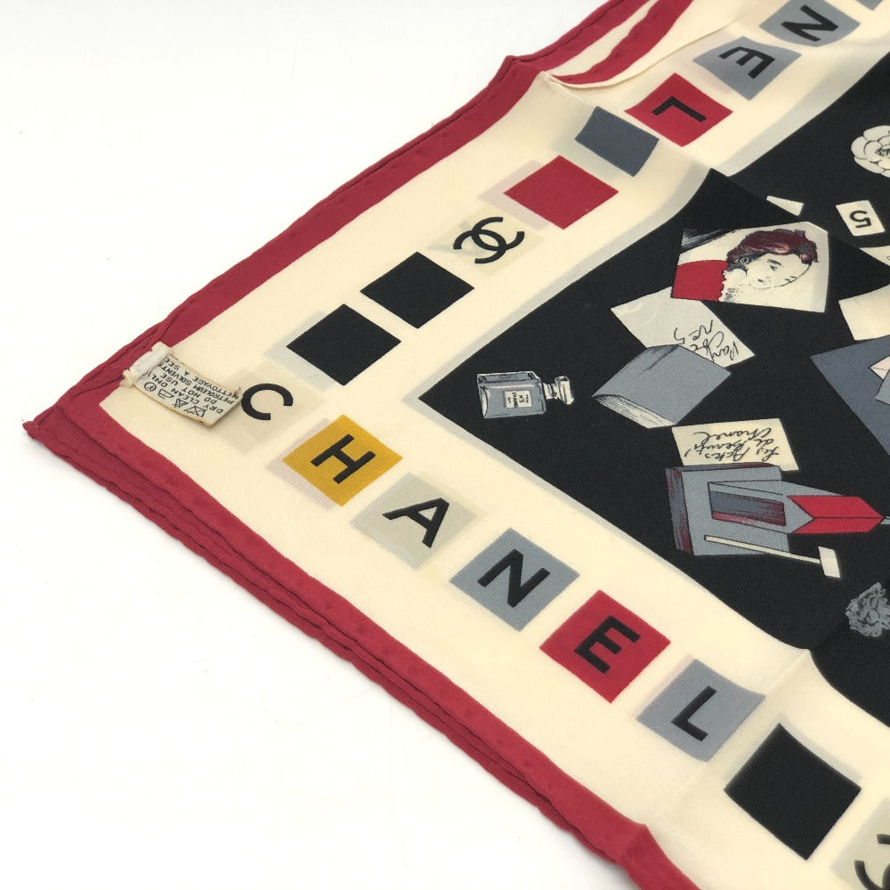 CHANEL scarf silk multicolor Multi-design COCO Mark No.5 Women Used Authentic