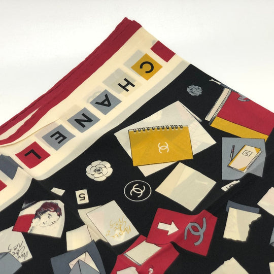 CHANEL scarf silk multicolor Multi-design COCO Mark No.5 Women Used Authentic