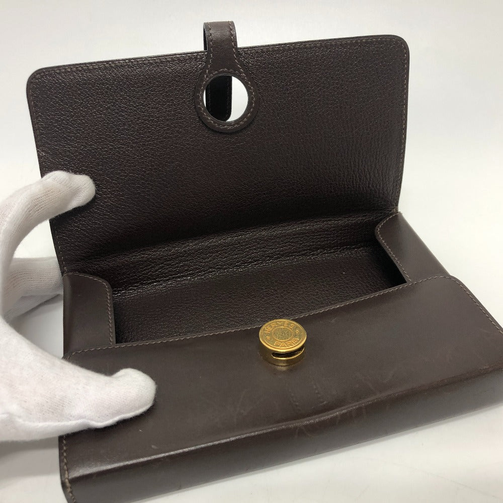 HERMES Pouch Box scarf Brown Dogon Series Box Women Used Authentic