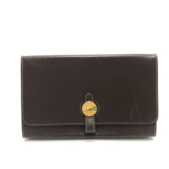 HERMES Pouch Box scarf Brown Dogon Series Box Women Used Authentic