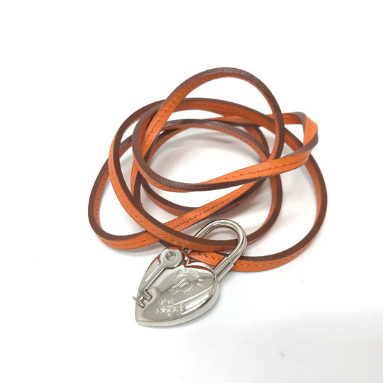 HERMES Cadena metal Silver 2004 only Fantasy Heart Women Used Authentic