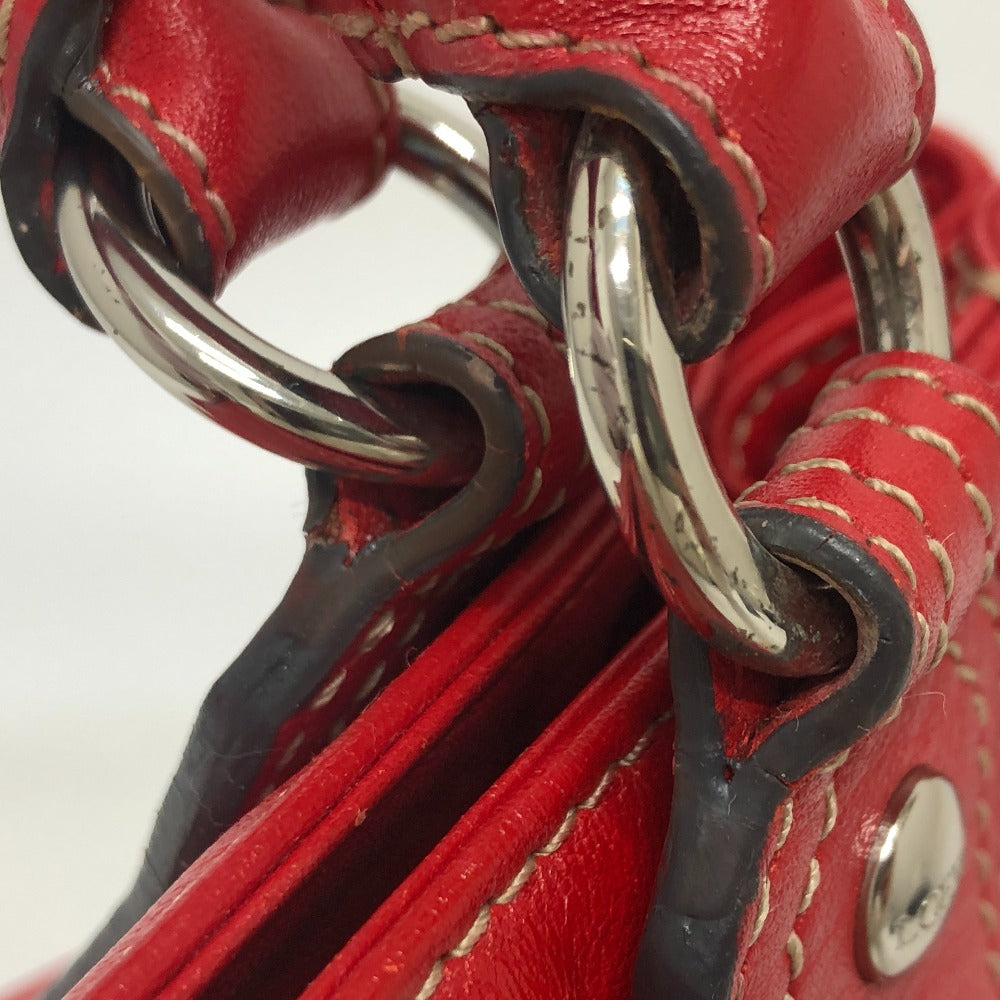 LOEWE Handbag Leather / suede Red W pocket Women Used Authentic