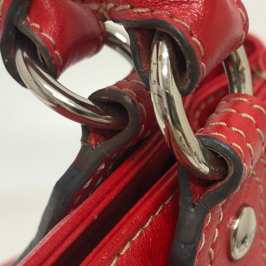 LOEWE Handbag Leather / suede Red W pocket Women Used Authentic