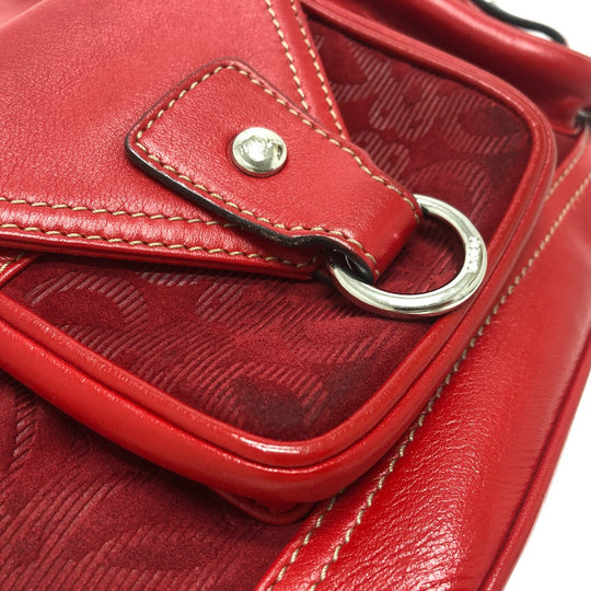 LOEWE Handbag Leather / suede Red W pocket Women Used Authentic