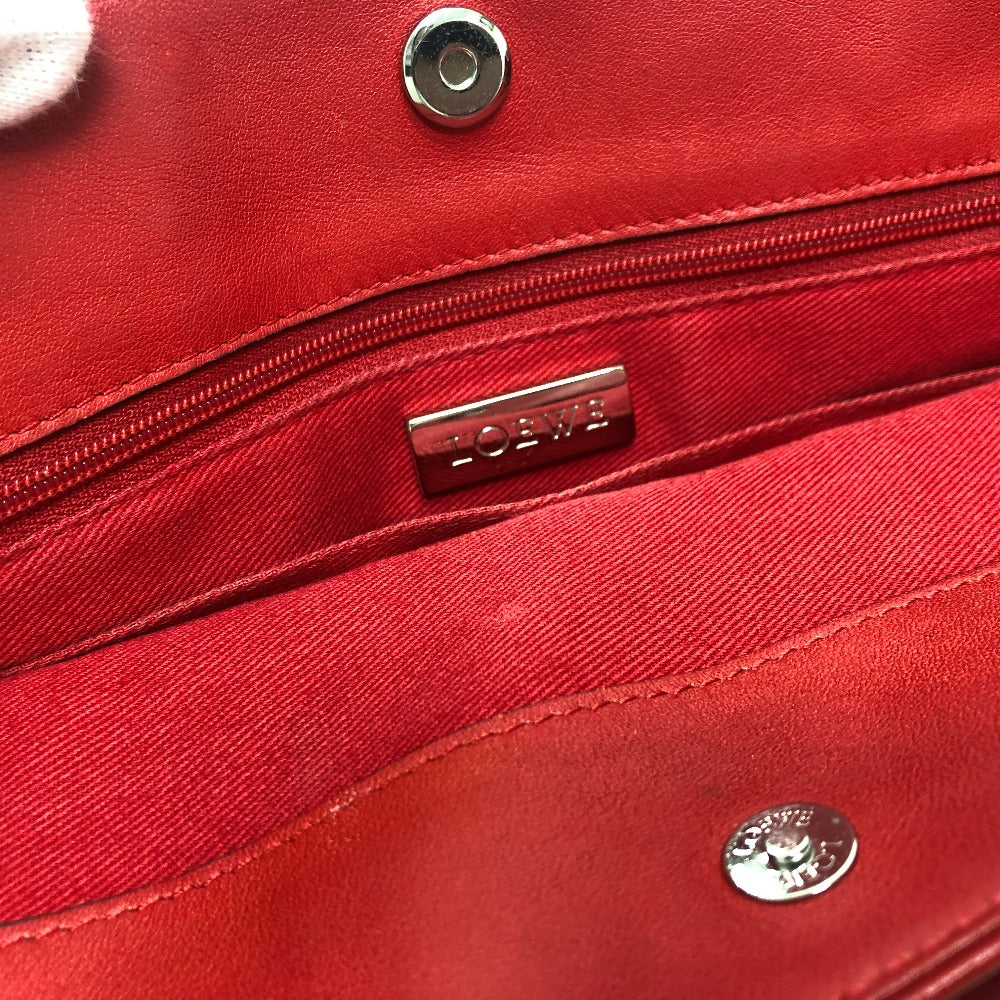 LOEWE Handbag Leather / suede Red W pocket Women Used Authentic