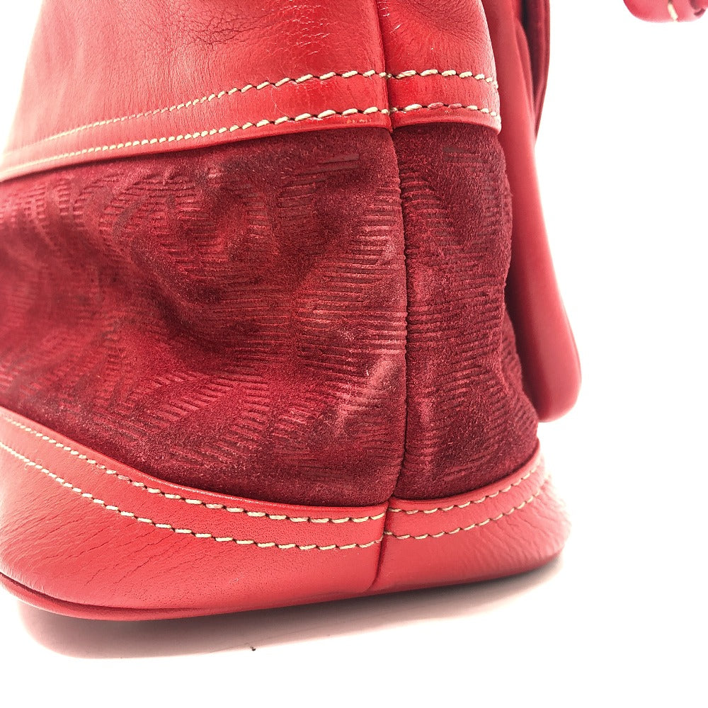 LOEWE Handbag Leather / suede Red W pocket Women Used Authentic