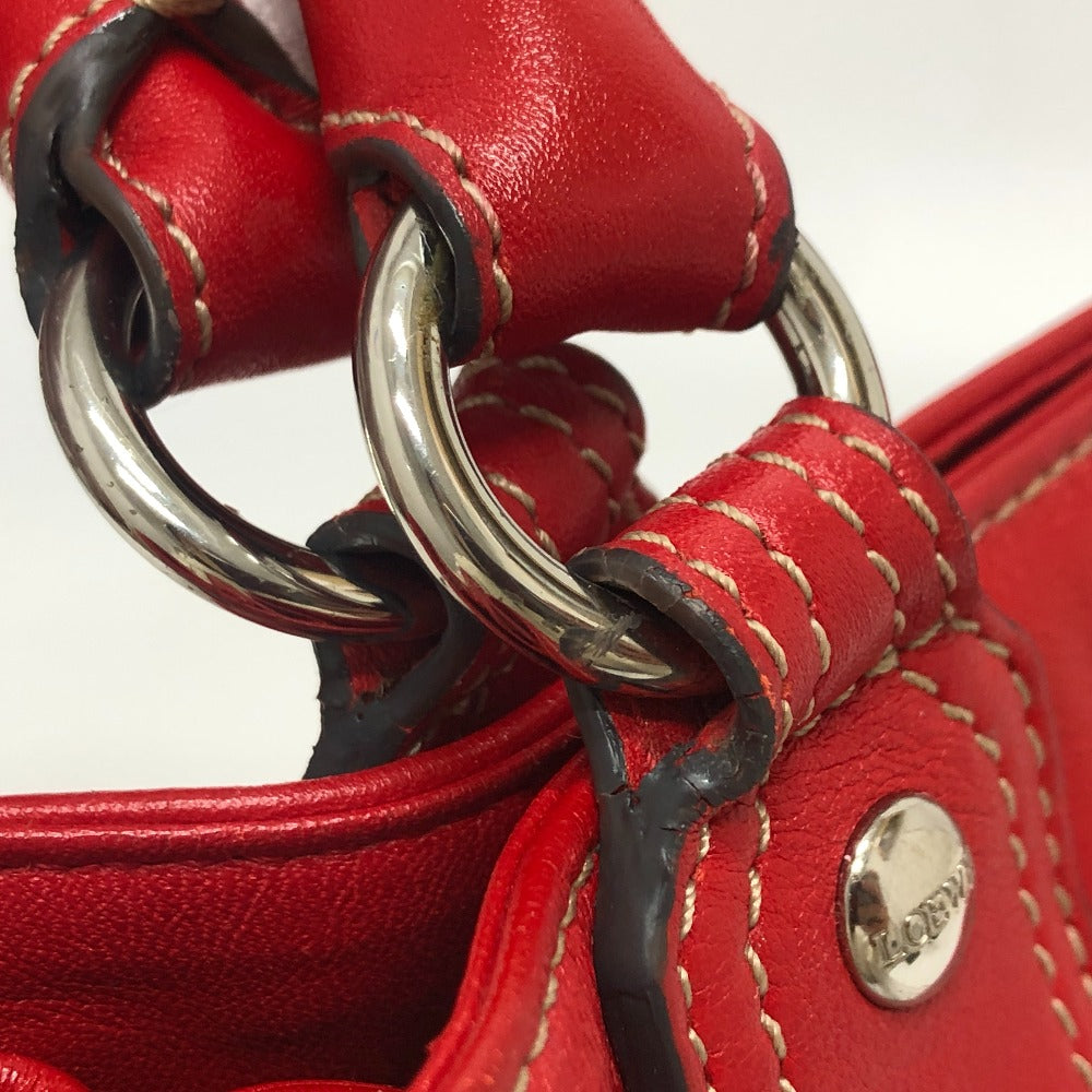 LOEWE Handbag Leather / suede Red W pocket Women Used Authentic