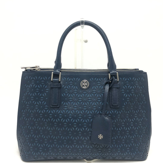 Tory Burch Tote Bag PVC / Leather blue Punching flower Women Used Authentic
