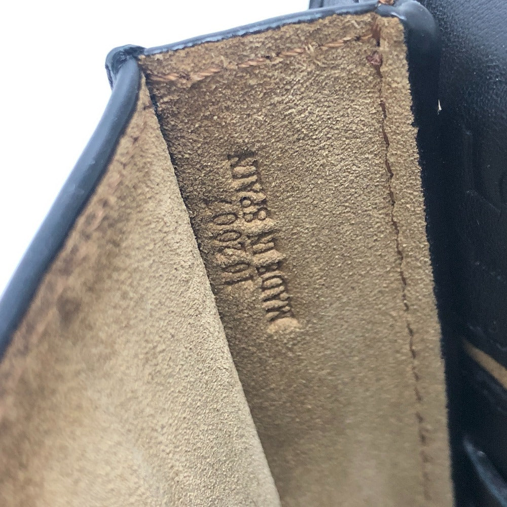 LOEWE Shoulder Bag leather black logo gusset flat Women Used Authentic