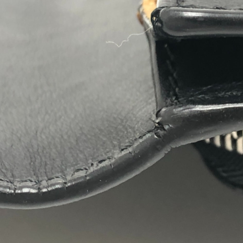 LOEWE Shoulder Bag leather black logo gusset flat Women Used Authentic
