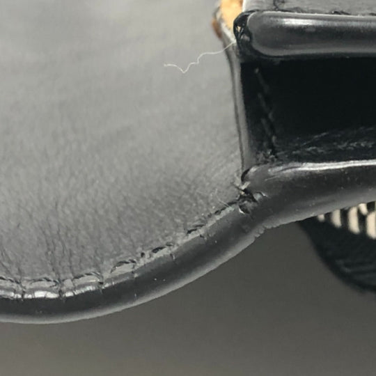LOEWE Shoulder Bag leather black logo gusset flat Women Used Authentic