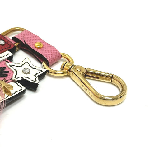 PRADA Bag charm Saffiano leather, fur pink robot