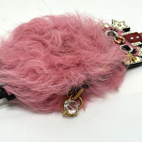 PRADA Bag charm Saffiano leather, fur pink robot