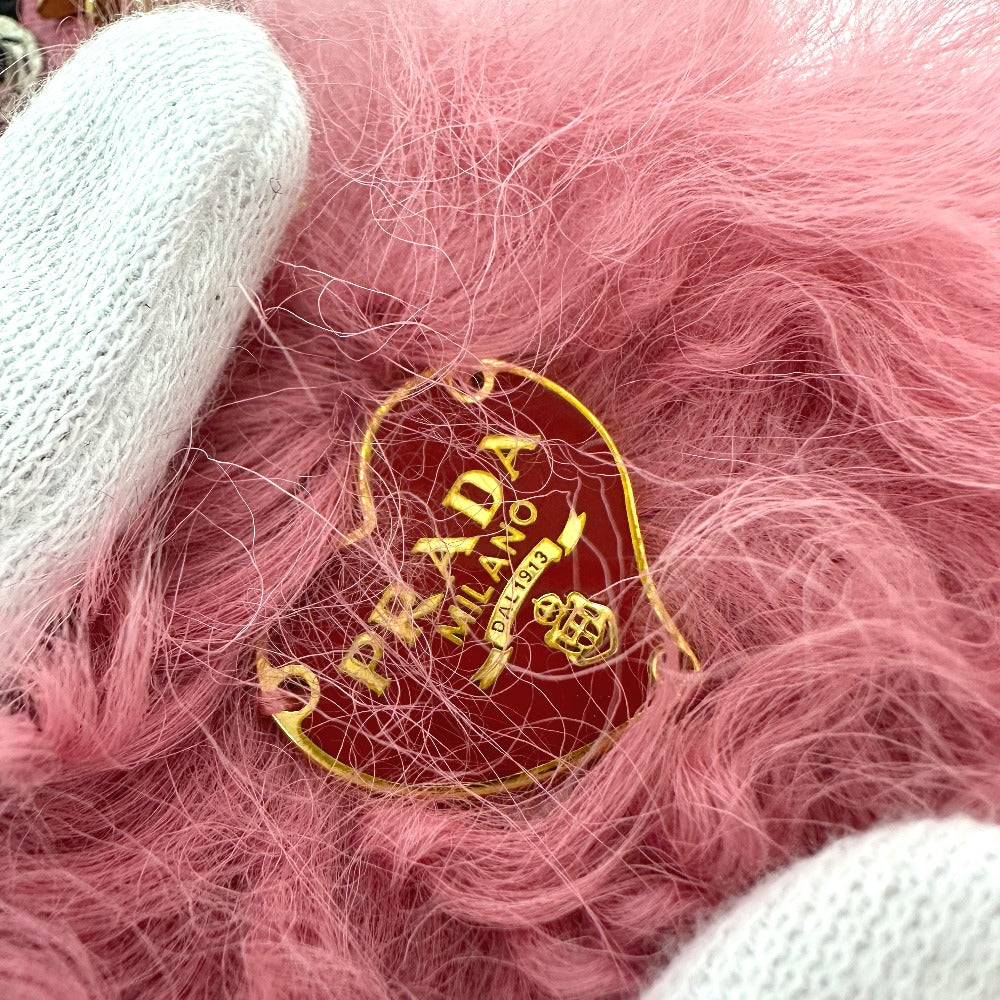 PRADA Bag charm Saffiano leather, fur pink robot