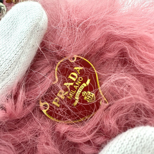 PRADA Bag charm Saffiano leather, fur pink robot