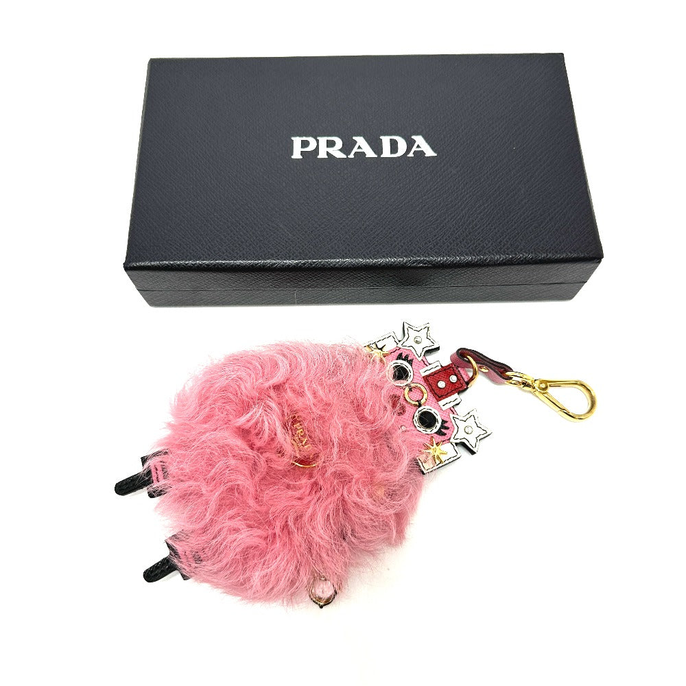 PRADA Bag charm Saffiano leather, fur pink robot