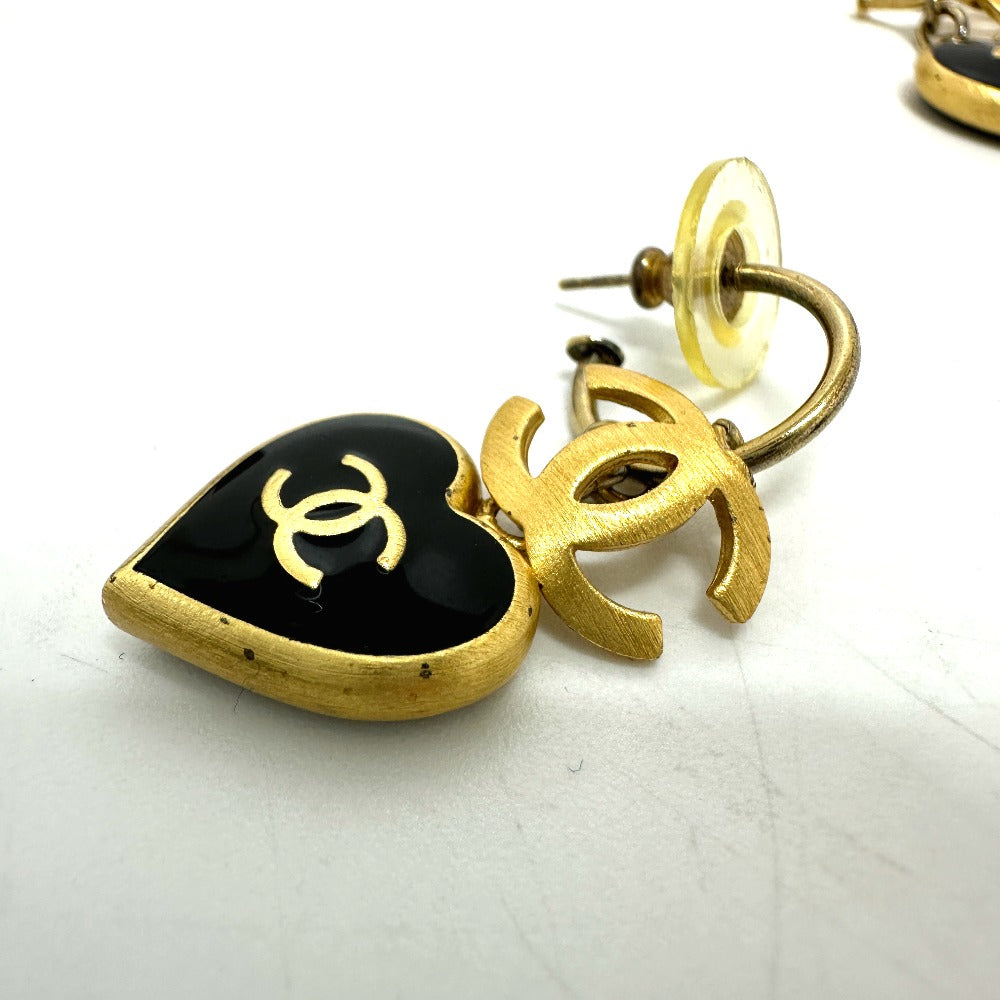 CHANEL Pierce metal black 02P COCO Mark Heart