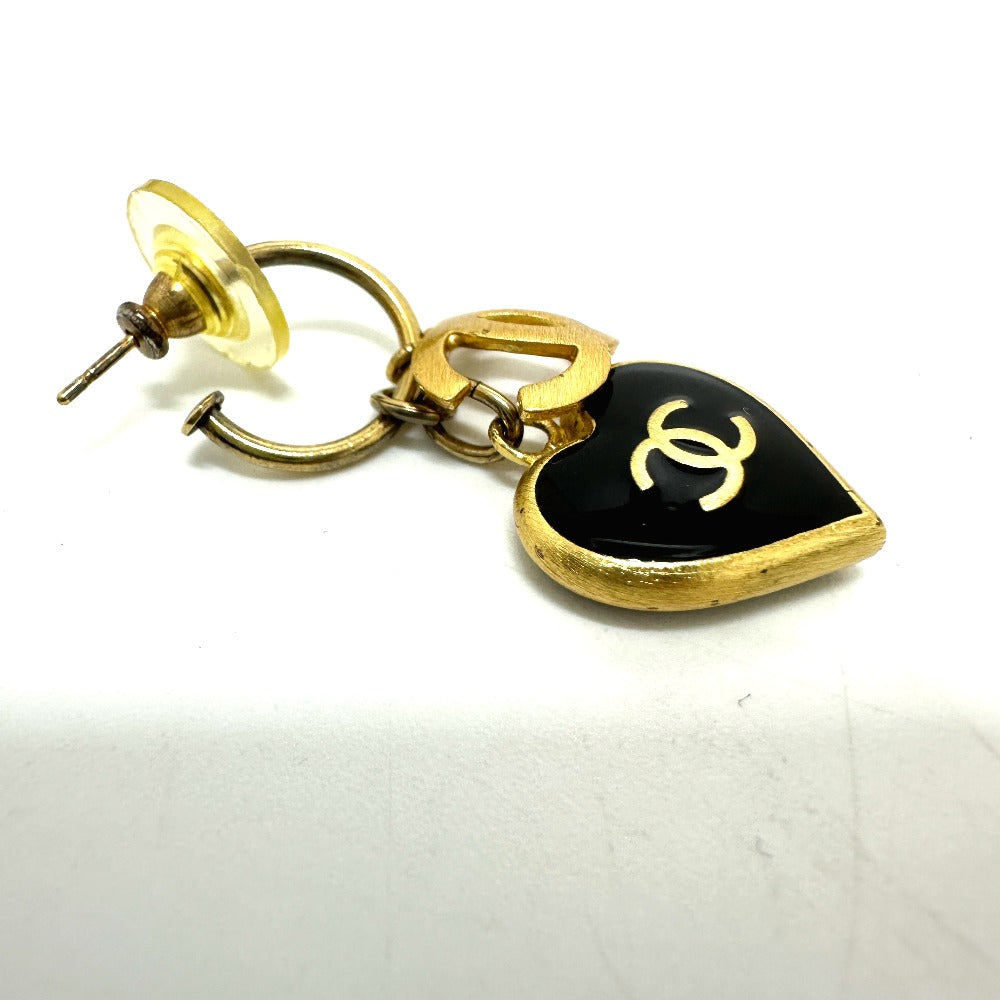 CHANEL Pierce metal black 02P COCO Mark Heart
