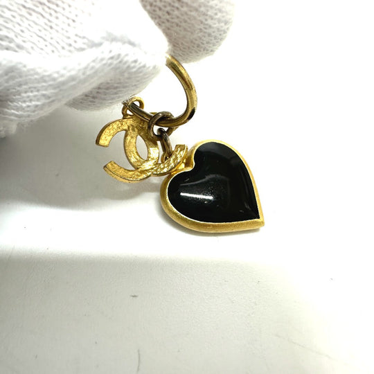 CHANEL Pierce metal black 02P COCO Mark Heart