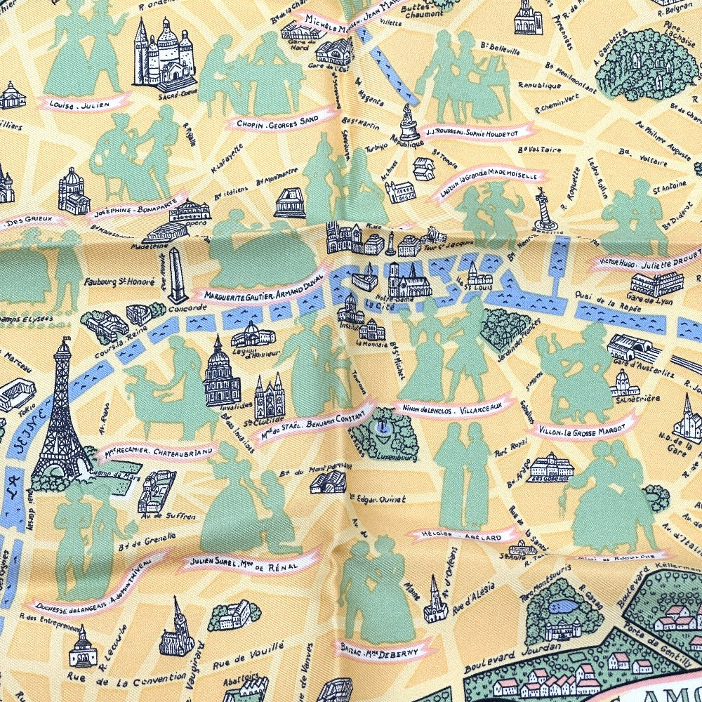 HERMES scarf silk Orange Petit College 40: Lovers in Paris