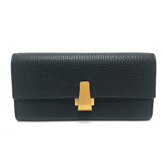 BOTTEGAVENETA Long Wallet Purse leather black Palmerat Women Used Authentic