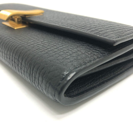 BOTTEGAVENETA Long Wallet Purse leather black Palmerat Women Used Authentic