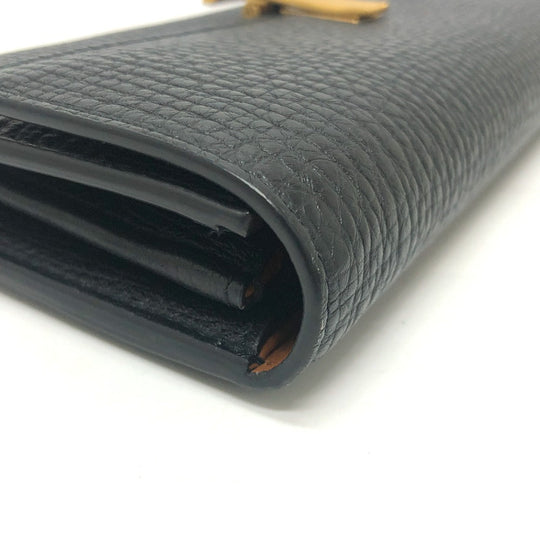 BOTTEGAVENETA Long Wallet Purse leather black Palmerat Women Used Authentic