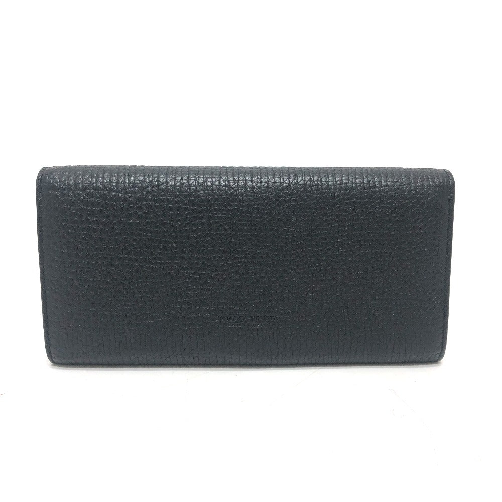 BOTTEGAVENETA Long Wallet Purse leather black Palmerat Women Used Authentic