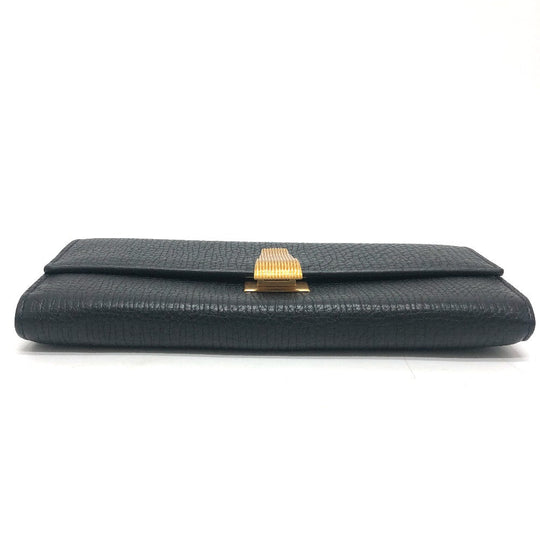 BOTTEGAVENETA Long Wallet Purse leather black Palmerat Women Used Authentic