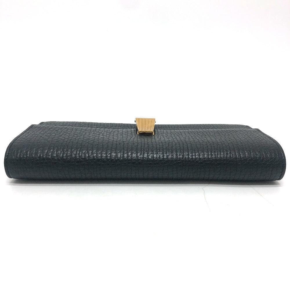 BOTTEGAVENETA Long Wallet Purse leather black Palmerat Women Used Authentic