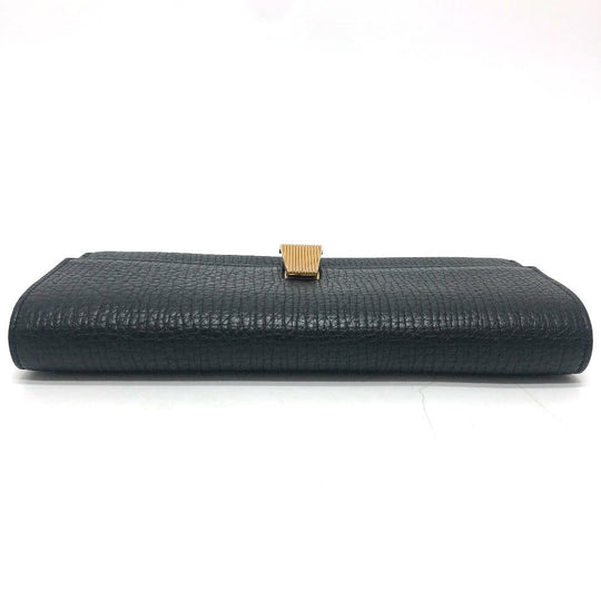 BOTTEGAVENETA Long Wallet Purse leather black Palmerat Women Used Authentic