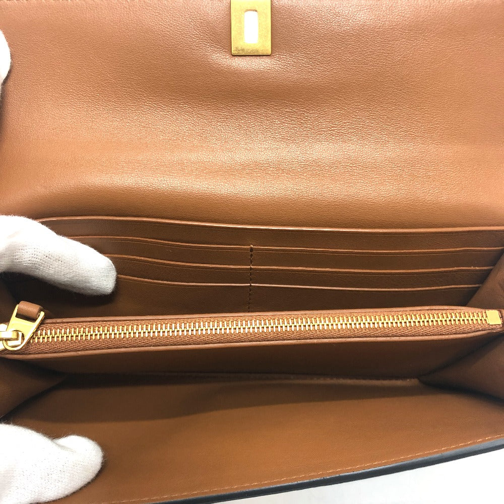BOTTEGAVENETA Long Wallet Purse leather black Palmerat Women Used Authentic