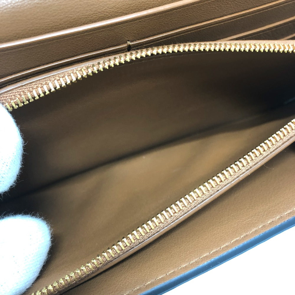 BOTTEGAVENETA Long Wallet Purse leather black Palmerat Women Used Authentic