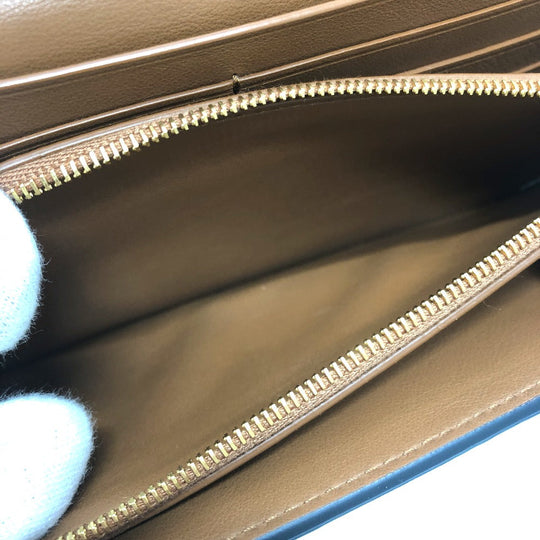 BOTTEGAVENETA Long Wallet Purse leather black Palmerat Women Used Authentic