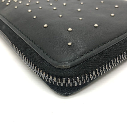 JIMMY CHOO Long Wallet Purse leather black Star motif Women Used Authentic