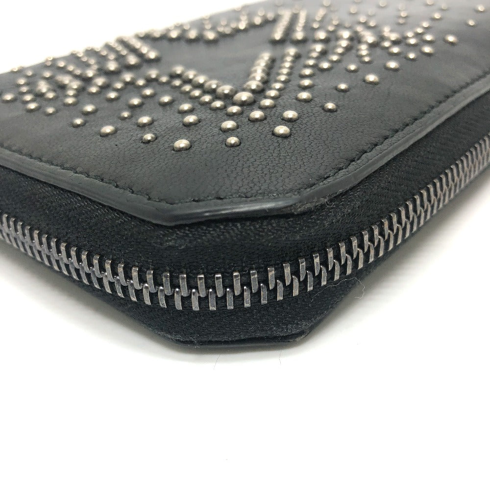 JIMMY CHOO Long Wallet Purse leather black Star motif Women Used Authentic